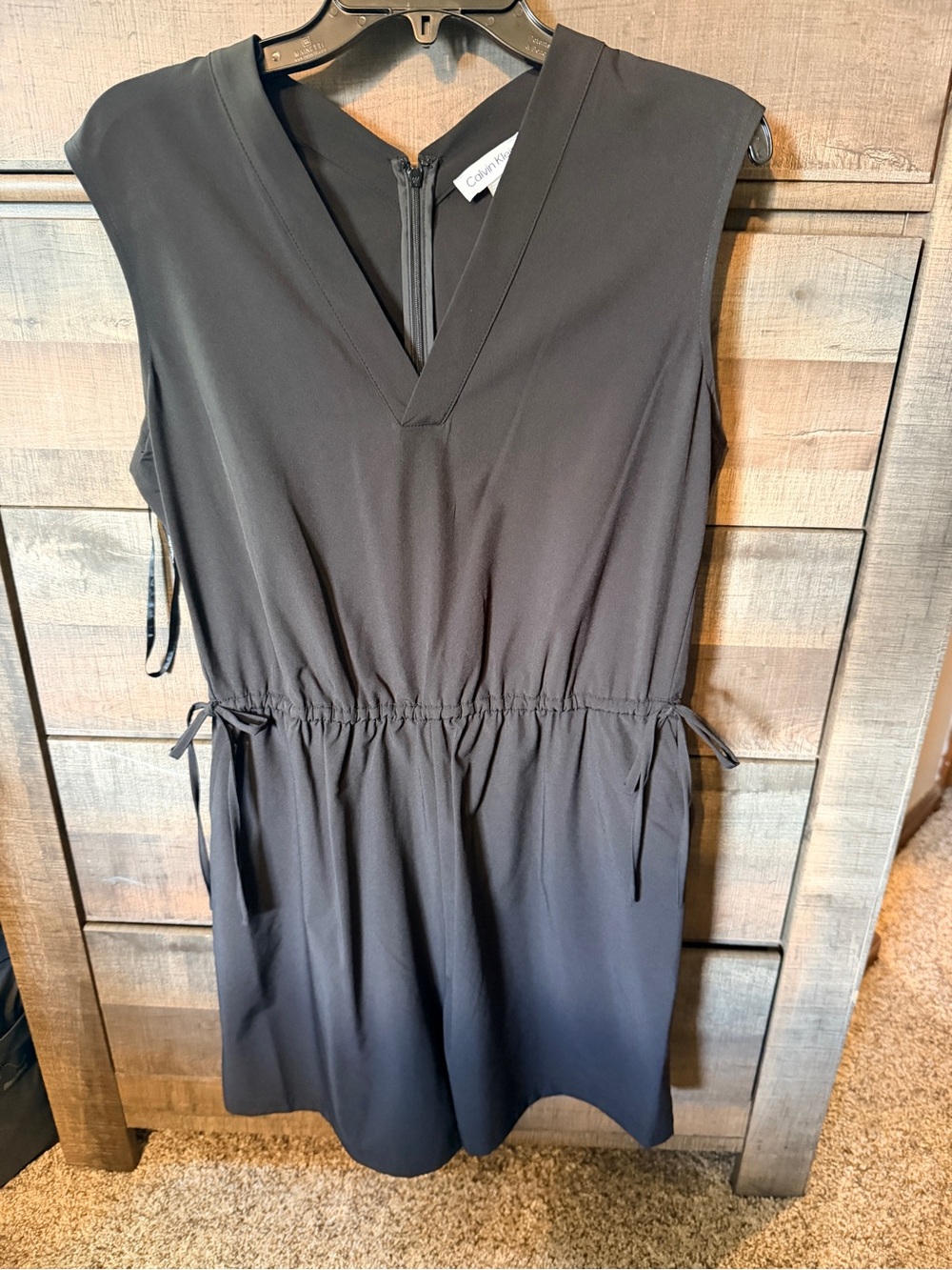 Calvin Klein Black V-Neck Sleeveless Drawstring Jumper